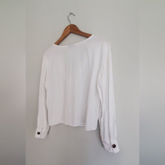 ModCloth Elegant White Cropped Button-Up Women's Blouse Size XL - Picture 10 of 10